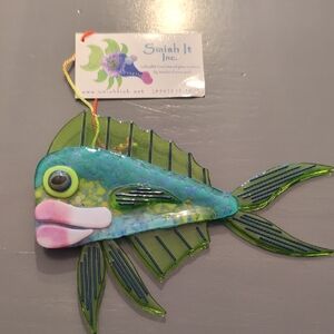 Green and Blue Glass Fish Decor